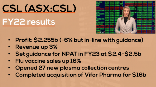 CSL profit slides 6% but in-line with guidance | CSL Limited (ASX:CSL)